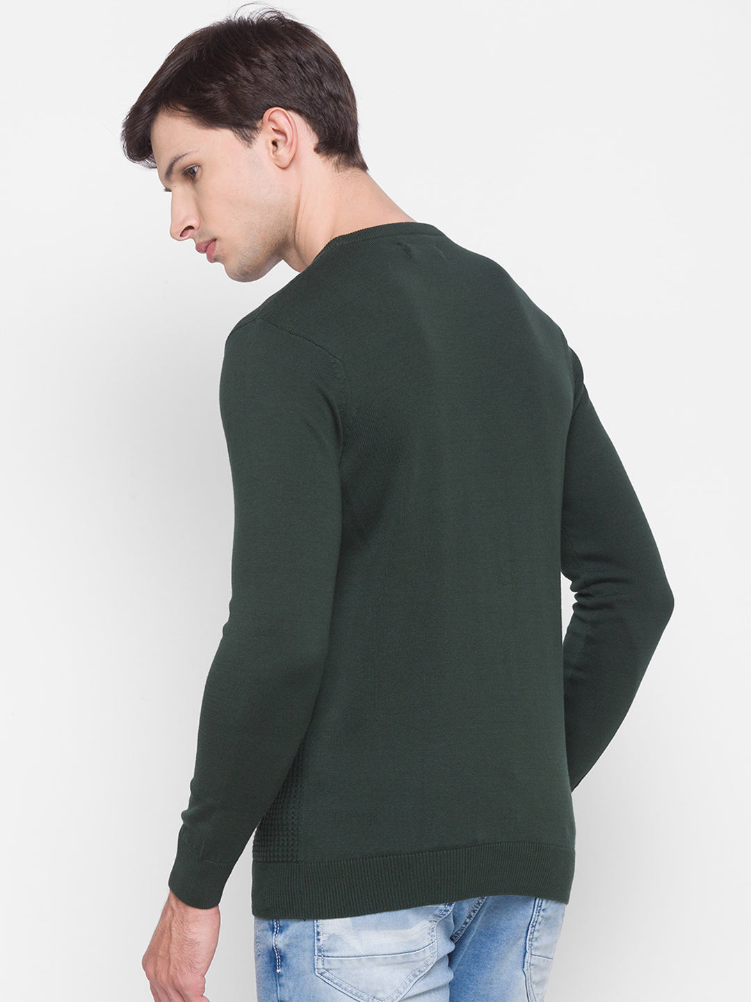 Spykar Green Cotton Men Sweater