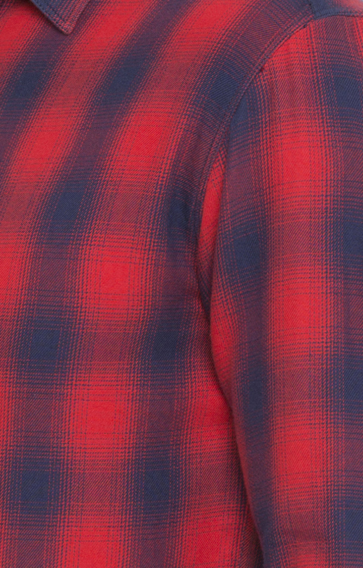 Spykar Men'S Red Cotton Checked Casual Shirts