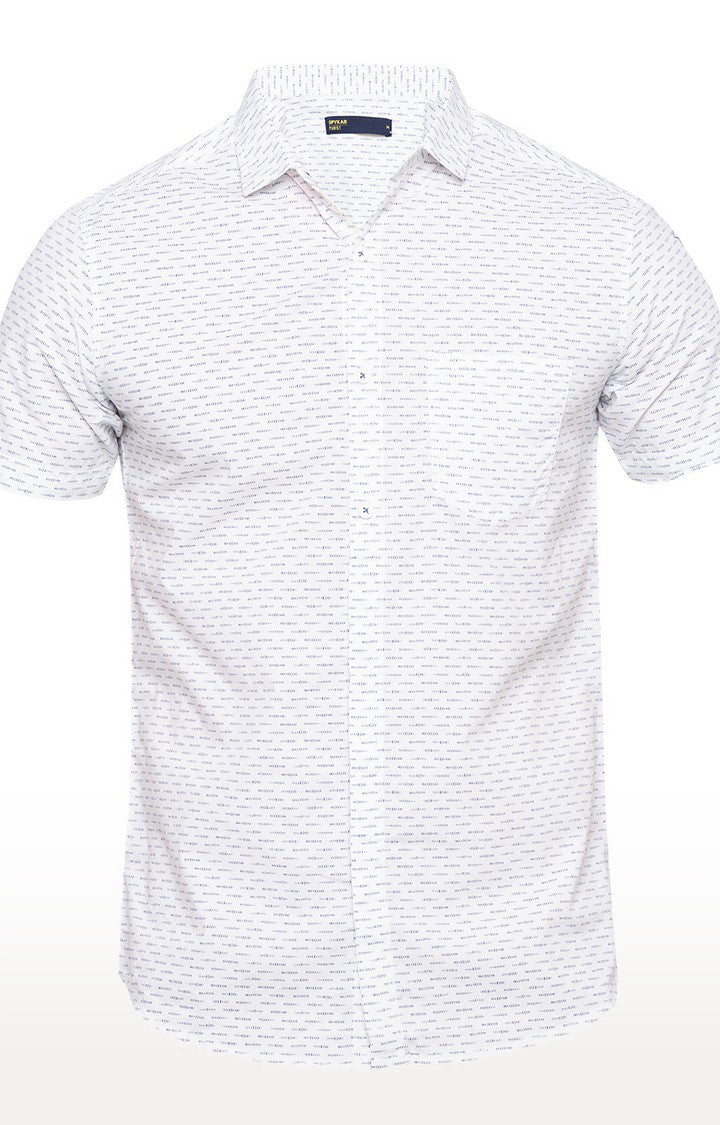 Spykar Men'S White Cotton Printed Casual Shirts