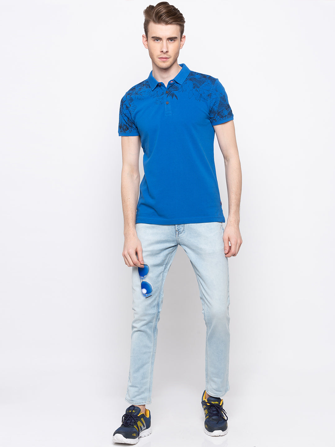 Spykar Men Blue Cotton T-Shirt