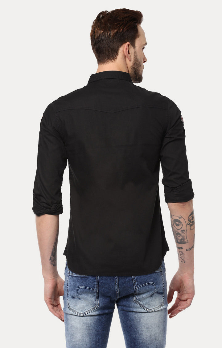 Spykar Men'S Black Cotton Solid Casual Shirts