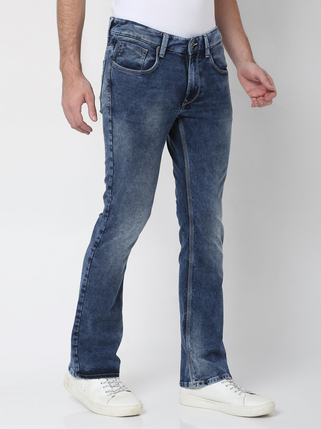 Spykar Men Blue Cotton Bootcut Fit Regular Length Jeans (Rafter)