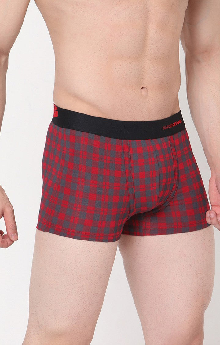 Underjeans By Spykar Men Maroon Checked Trunks