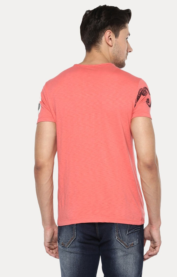 Spykar Men Coral Solid Slim Fit T-Shirt