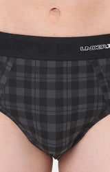 Underjeans By Spykar Men Premium Black Checked Briefs