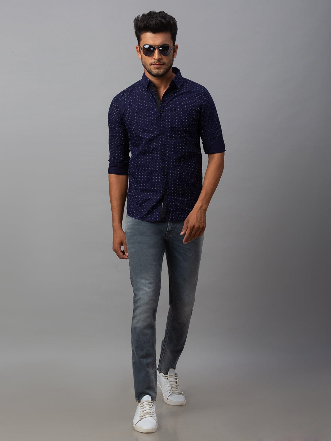 Spykar Men Blue Cotton Slim Fit Shirt