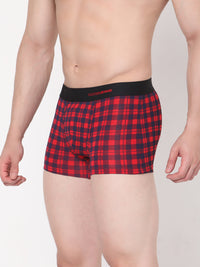 Men Premium Blue-Check Cotton Blend Trunk- Underjeans By Spykar