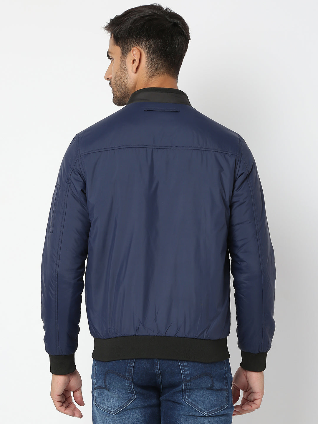 Spykar Men Navy Blue Nylon Regular Fit Jacket