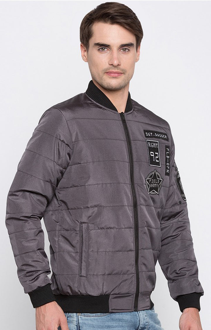 Spykar Grey Polyester Regular Fit Jacket For Men