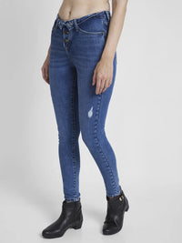 Spykar Women Mid Blue Lycra Super Skinny Fit Ankle Length Clean Look Jeans -(Alexa)