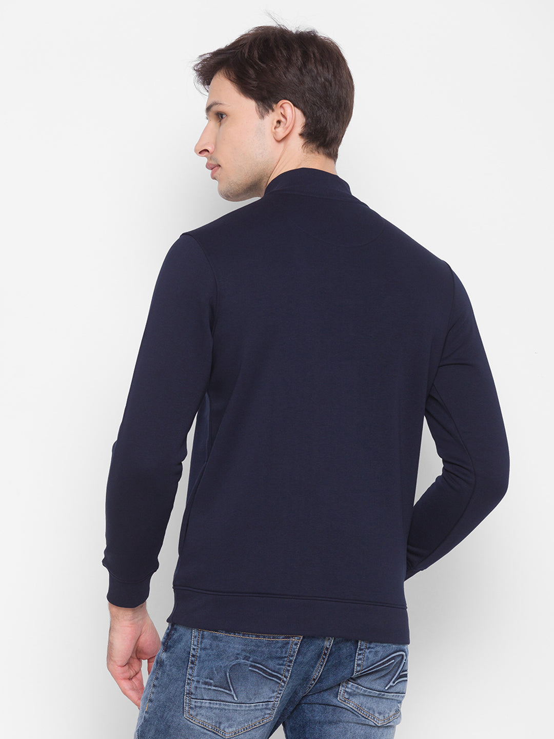 Spykar Blue Cotton Sweatshirt For Men
