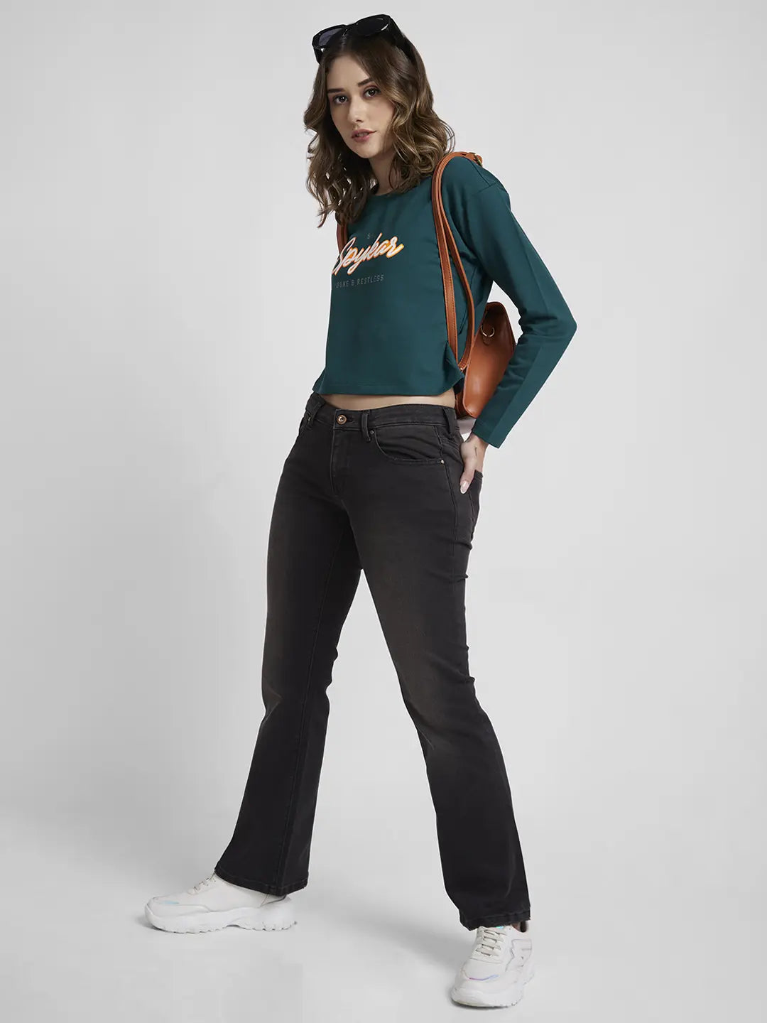 Spykar Women Black Lycra Bootcut Fit Ankle Length Low Distressed Jeans -(Elissa-Low)