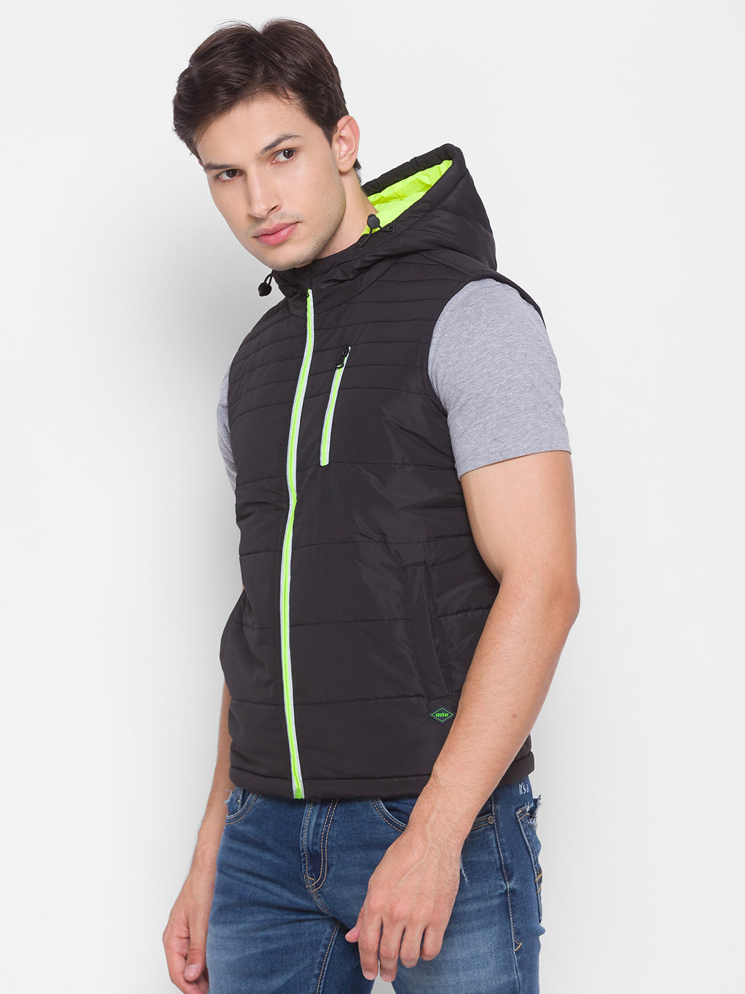 Spykar Black Polyester Men Jacket