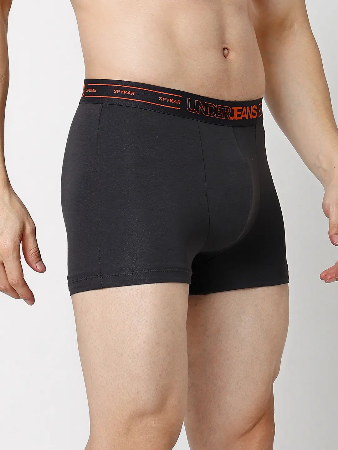 Underjeans By Spykar Men Premium Grey & White Cotton Blend Regular Fit Trunk - Pack Of 2
