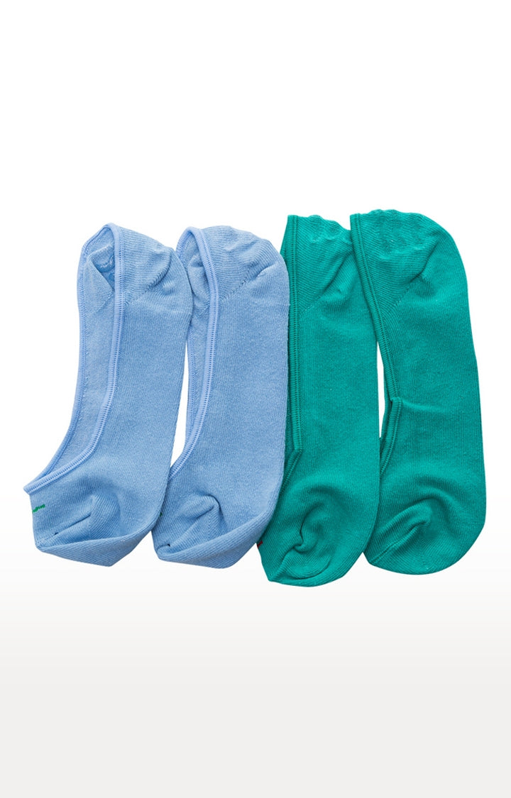 Spykar Sea Green Sky Blue Cotton Socks - Pair Of 2