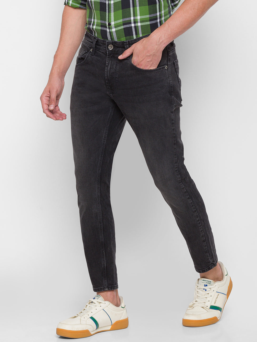 Spykar Men Black Cotton Slim Fit Tapered Length Jeans (Kano)