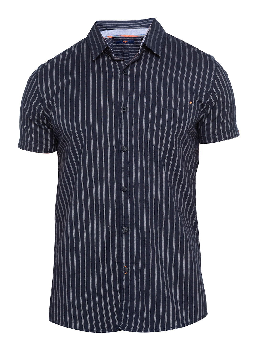 Spykar Men Navy Striped Slim Fit Casual Shirt