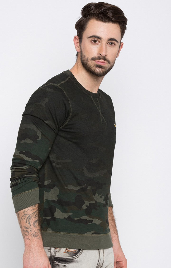 Spykar Green Printed Slim Fit Sweatshirt