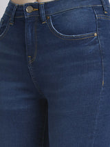 Spykar Women Mid Blue Lycra Skinny Fit Regular Length Low Distressed Jeans -(Adora)