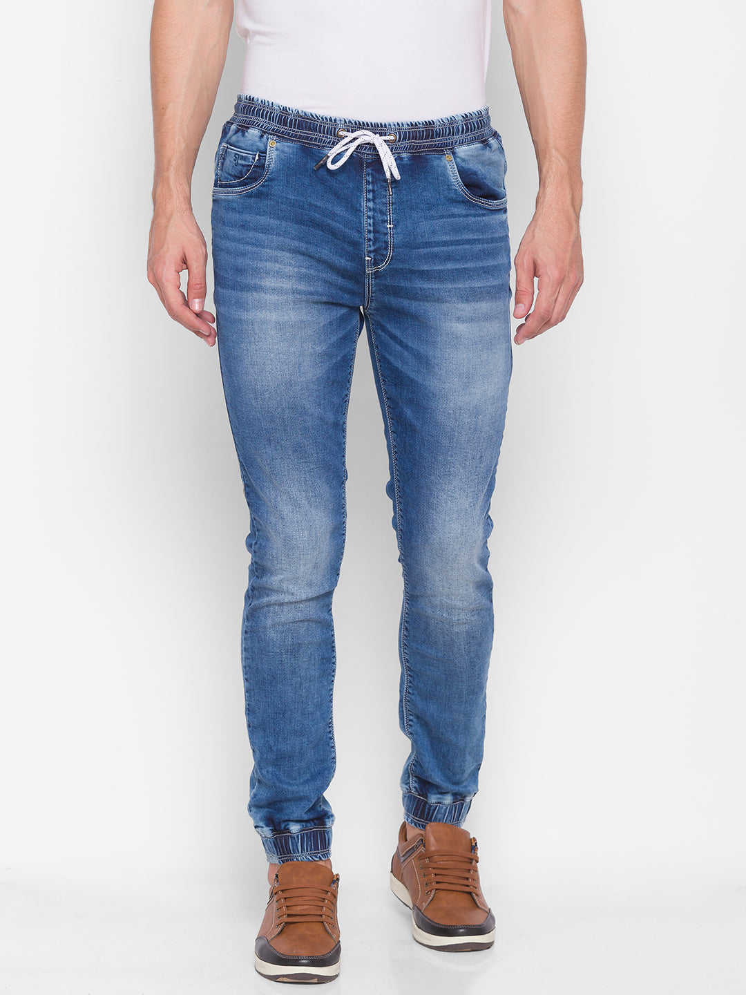 Spykar Blue Cotton Men Jeans (Jogger)