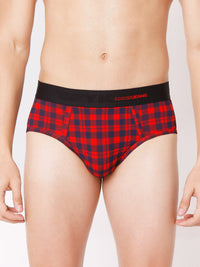 Men Premium Blue Check & White Check Cotton Blend Brief (Pack Of 2)- Underjeans By Spykar