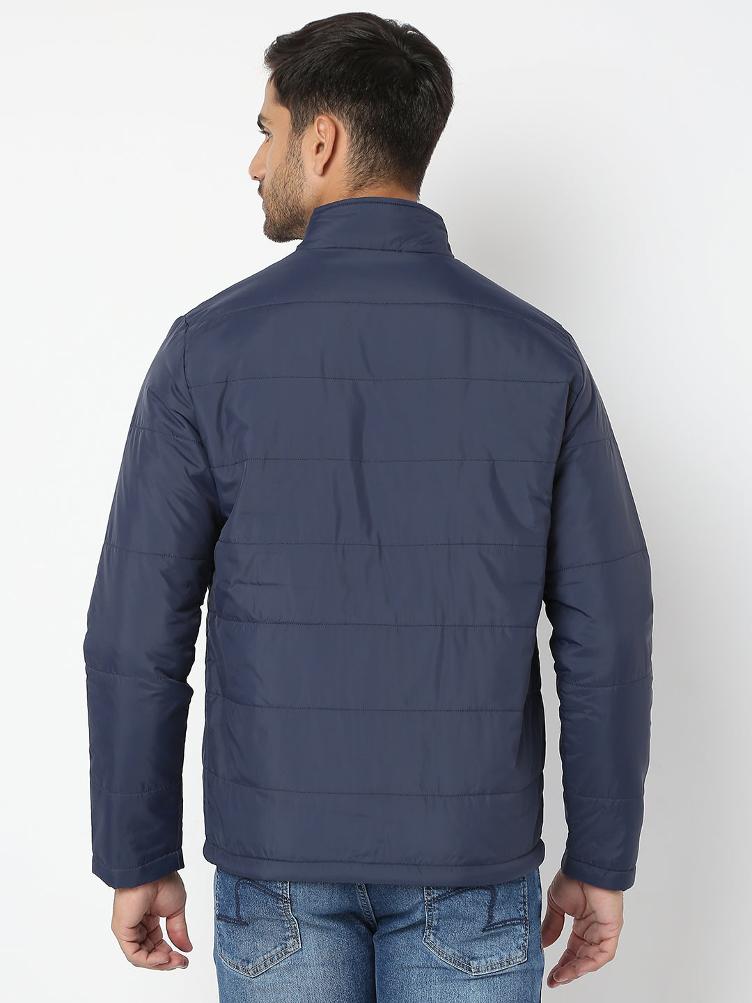 Spykar Men Navy Blue Nylon Regular Fit Jacket