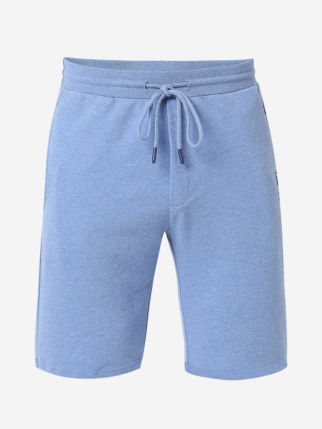 Underjeans by Spykar Men Premium Knitted Blue Melange Shorts