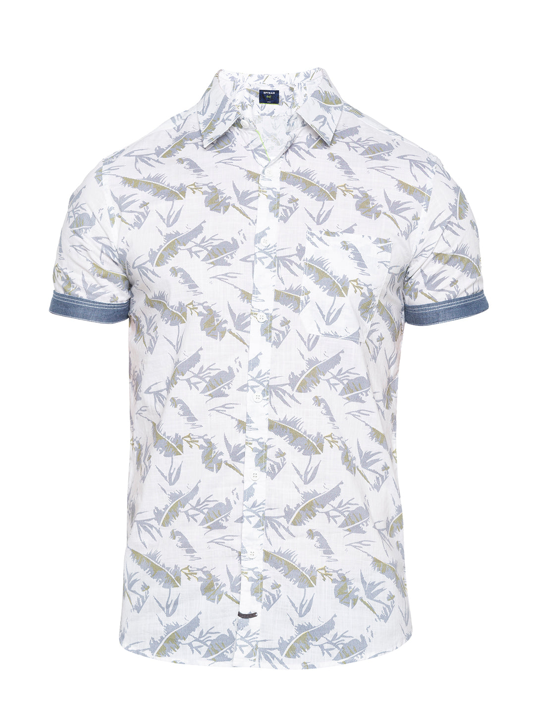 Spykar Men White Printed Slim Fit Casual Shirt