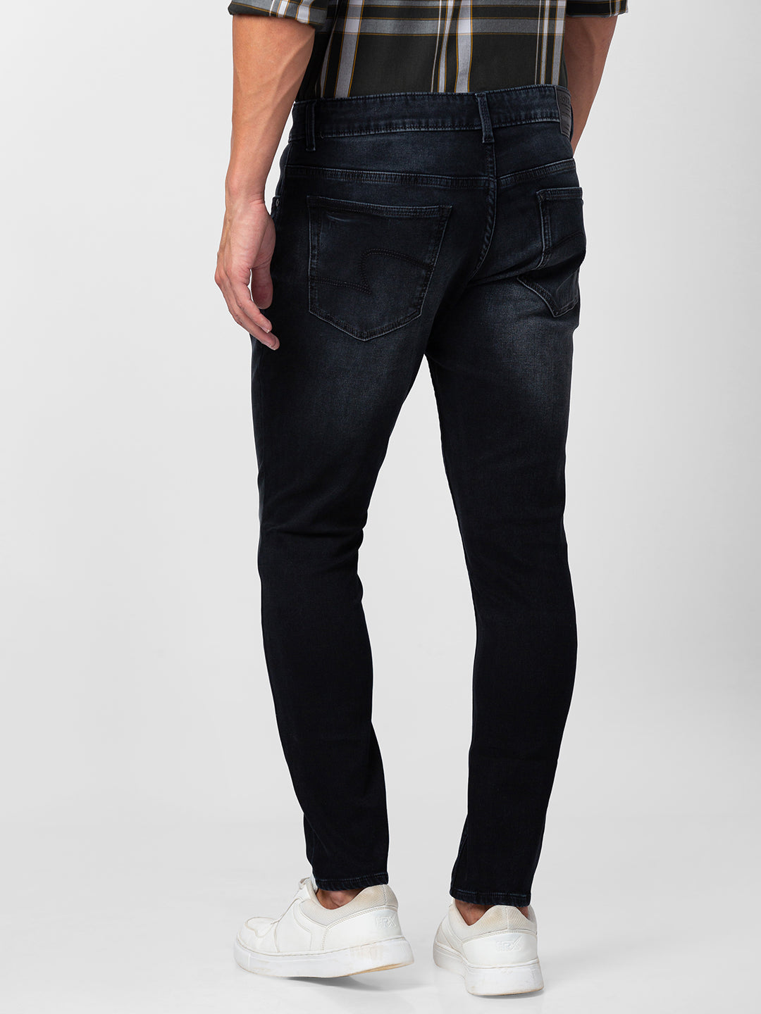 Spykar Men Carbon Black Cotton Slim Fit Tapered Length Jeans (Kano ...