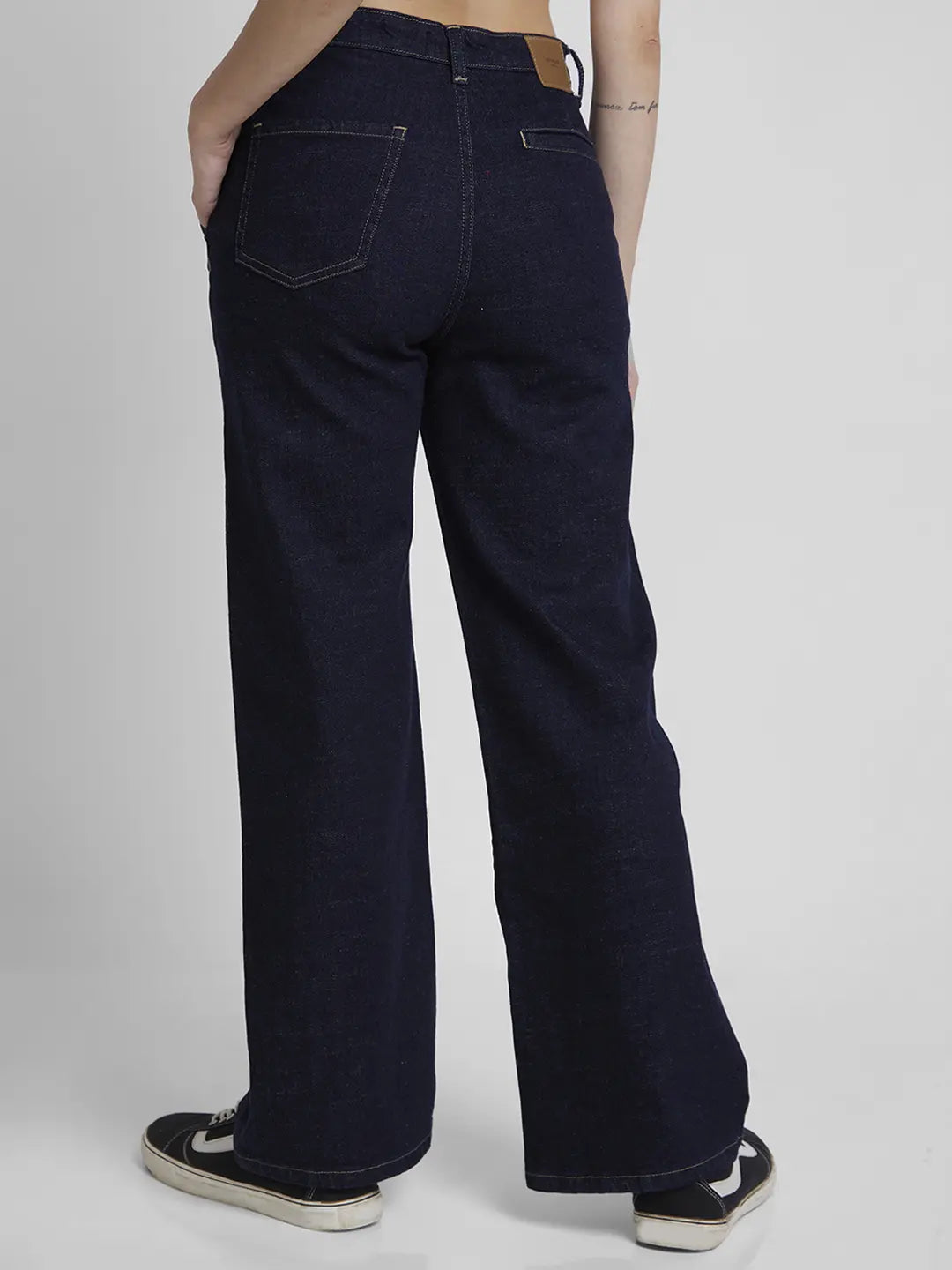 Spykar Women Raw Indigo Cotton Wide Leg Fit Ankle Length Clean look Jeans -(Bella-Wide leg)