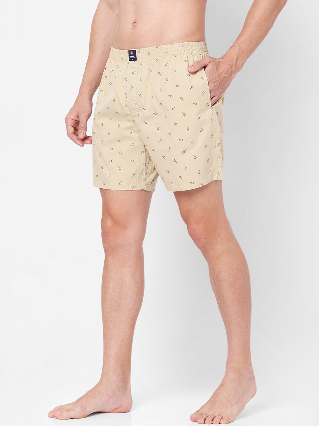 Men Premium Beige Cotton Boxers - Underjeans By Spykar