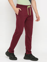 Men Premium Cotton Blend Wine Trackpant - Underjeans By Spykar