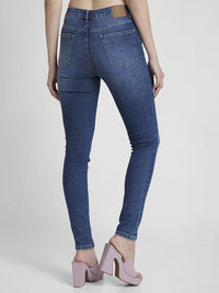 Spykar Women Dark Blue Lycra Skinny Fit Regular Length Low Distressed Jeans -(Adora)
