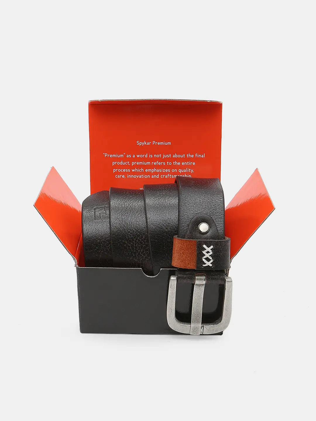 Spykar Black Leather Belt & Wallet Combo