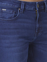 Spykar Men Dark Blue Cotton Stretch Slim Fit Narrow Length Clean Look Low Rise Jeans (Skinny)