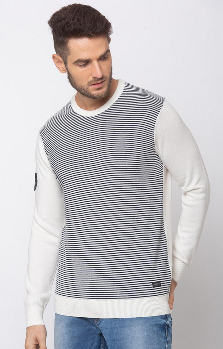 Spykar Multi Cotton Regular Fit Sweater For Men