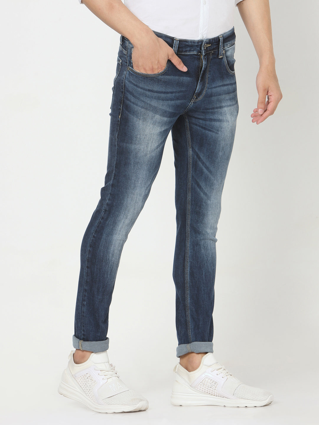 Spykar Blue Cotton Men Jeans (Super Skinny)