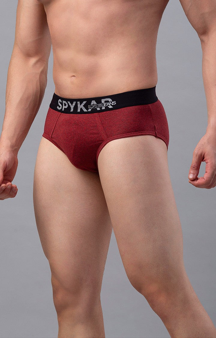 Red Cotton Brief For Men Premium - (Pack Of 2)- Underjeans By Spykar