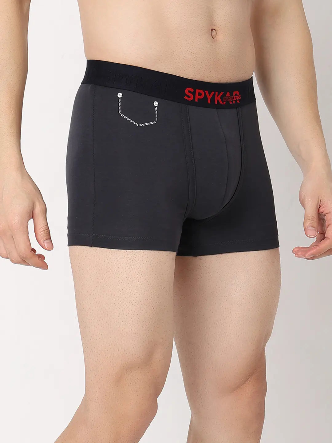 Underjeans By Spykar Men Premium Grey & Maroon Cotton Blend Regular Fit Trunk - Pack Of 2