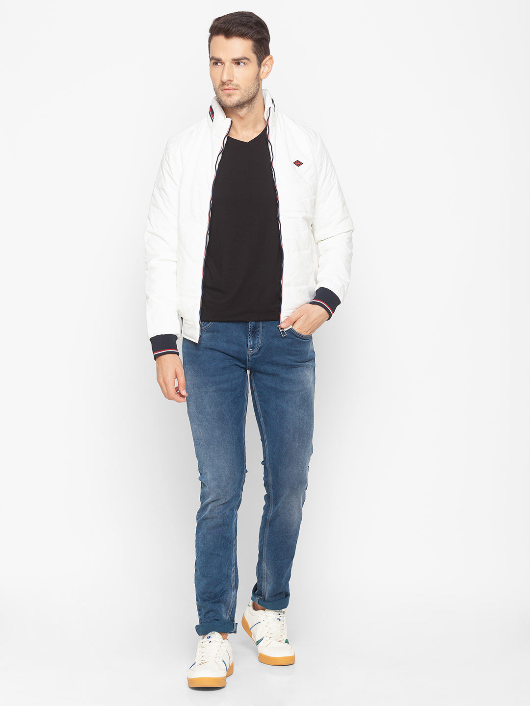 Spykar White Polyester Men Jacket