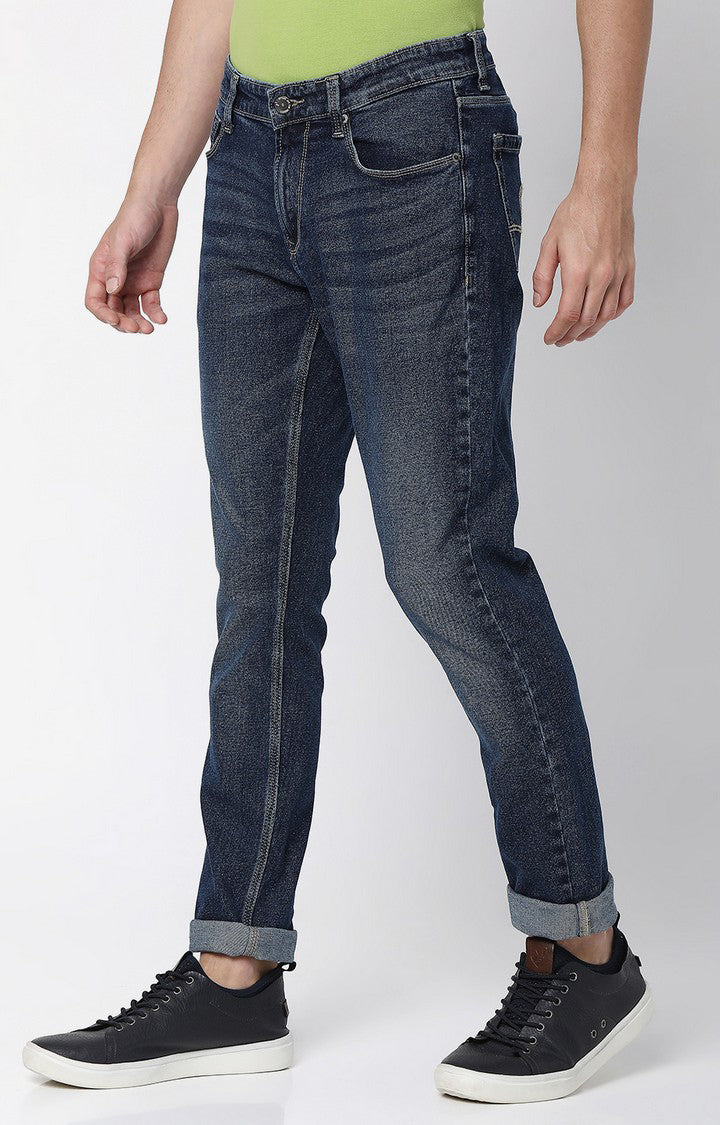 Spykar Men Dark Blue Cotton Slim Fit Tapered Length Jeans (Kano)