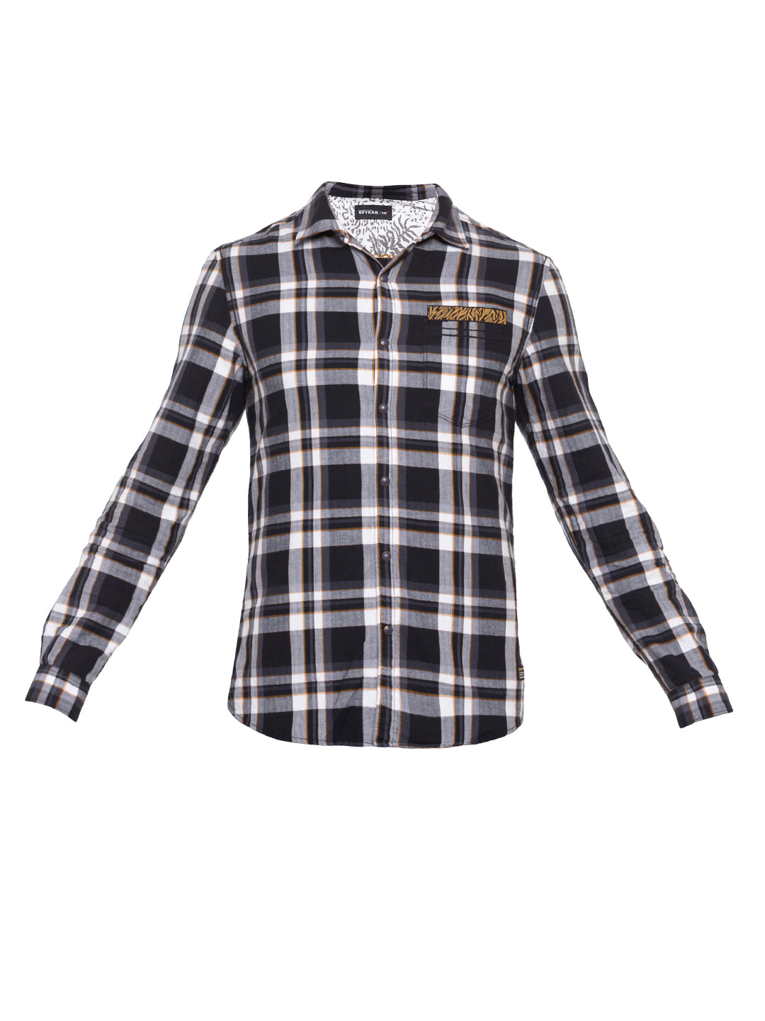 Spykar Men Black Checked Slim Fit Casual Shirt