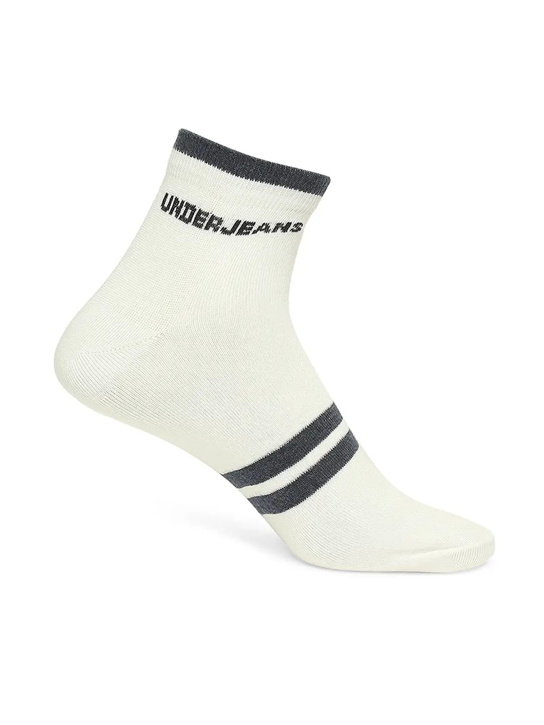 Men Premium Anthra Melange & White Ankle Length Socks - Pack Of 2- Underjeans by Spykar