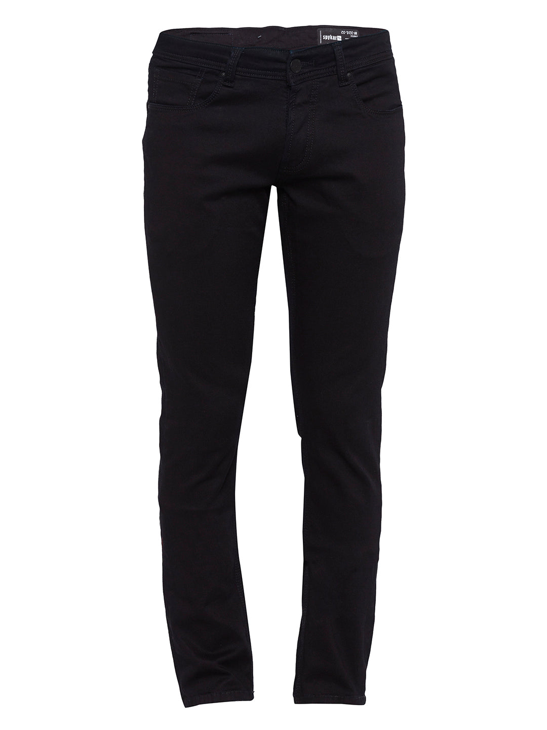 Spykar Black Cotton Skinny Fit Jeans For Men