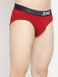 Men Premium Maroon & Dark Grey Cotton Blend Brief - Pack Of 2- Underjeans By Spykar