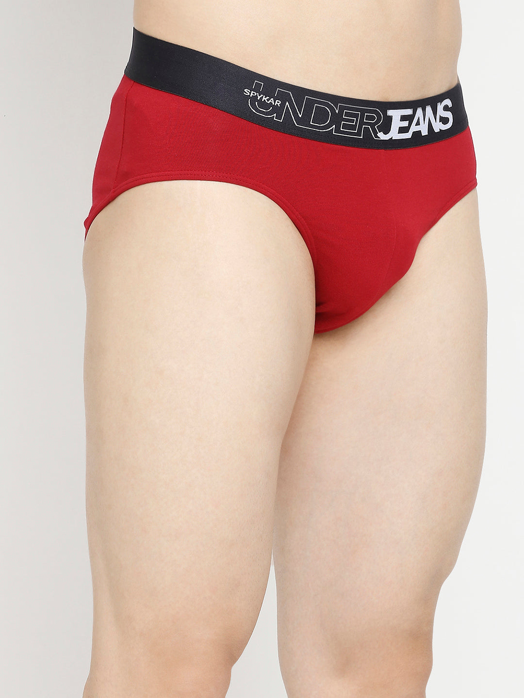 Men Premium Maroon & Dark Grey Cotton Blend Brief - Pack Of 2- Underjeans By Spykar