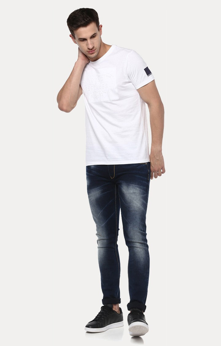 Spykar White Solid Slim Fit Men T-Shirts