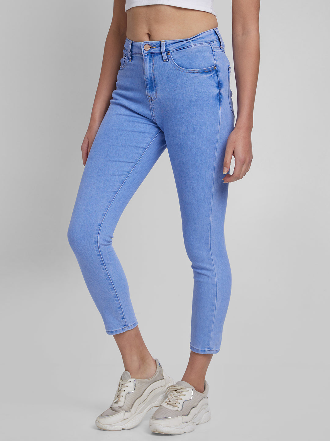 Spykar Women Mid Blue Lycra Super Skinny Fit Ankle Length Jeans (Alexa)