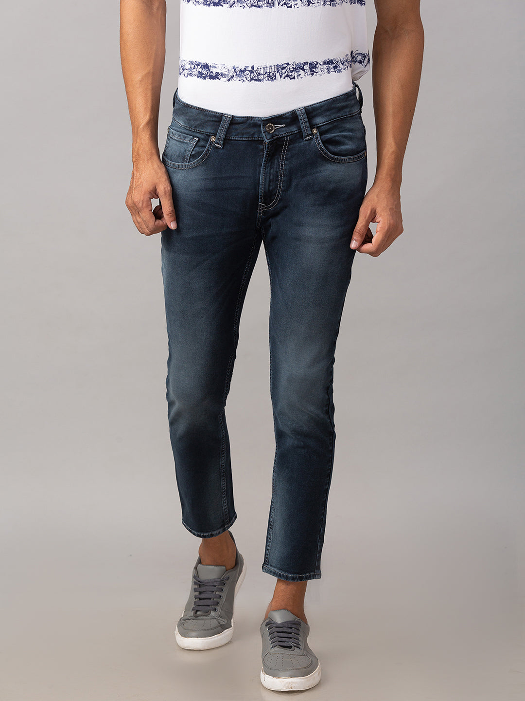 Spykar Men Blue Cotton Slim Fit Tapered Length Jeans (Kano)