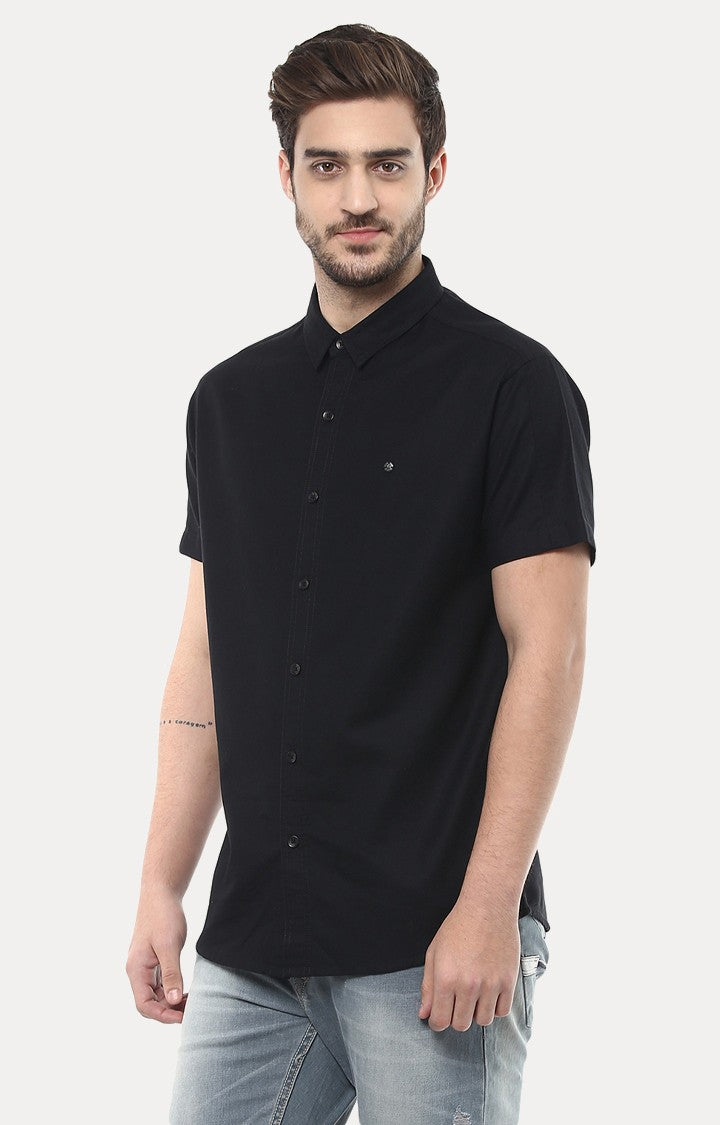 Spykar Men'S Black Cotton Solid Casual Shirts